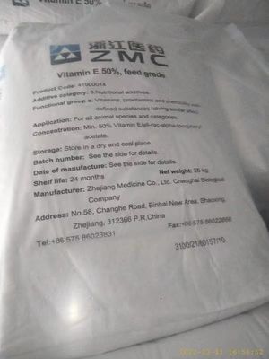 Vitamina E 50% grado alimenticio para la alimentación de las aves de corral Recursos de composición nutricional natural