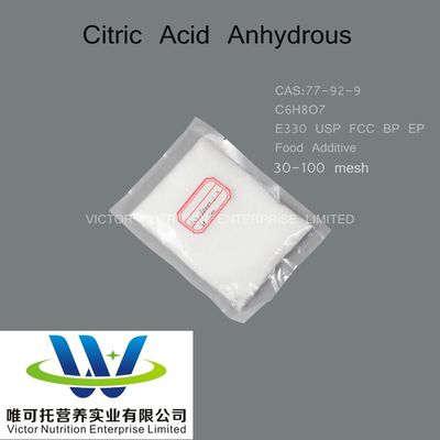 Ácido cítrico anhidro BP2012/USP32/FCC E330 para embalajes de papel de la categoría E330 CAS 77-92-9