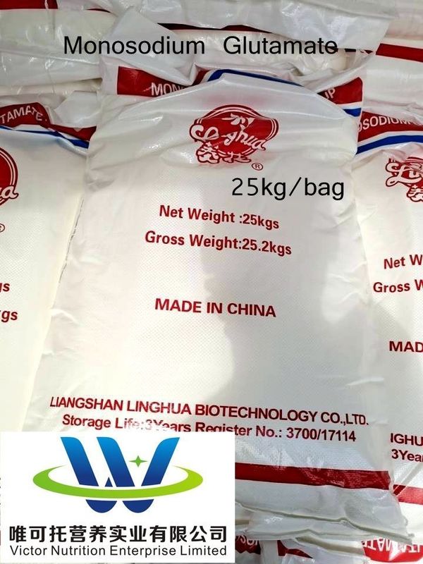 25 kg de sal ISO Msg Condimento glutamato monosódico 60 malla Método de almacenamiento normal 12 meses