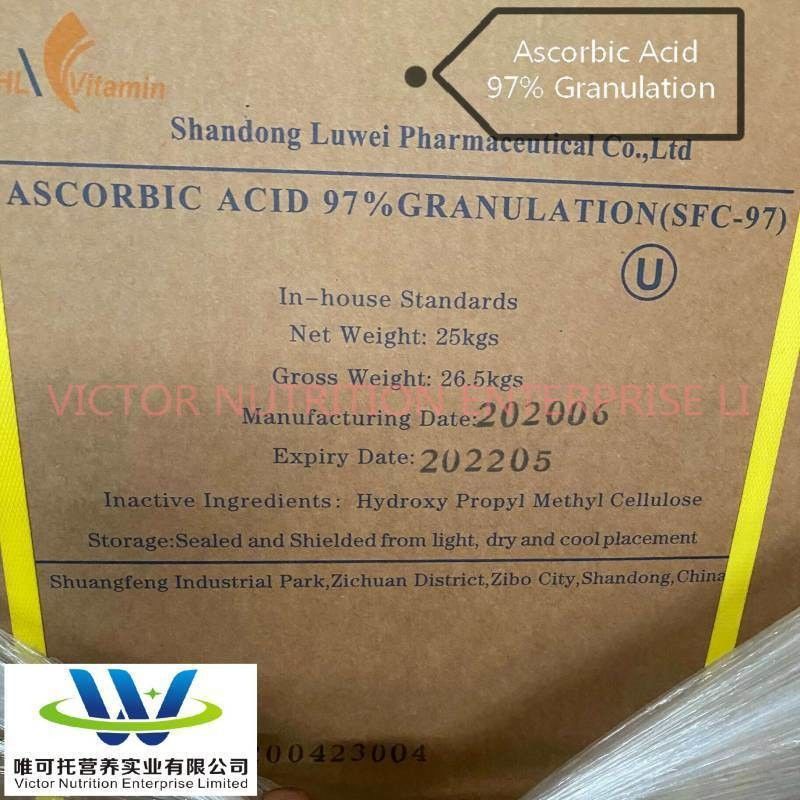 No CAS 50-81-7 Ácido ascórbico DC97/ Vitamina C DC97 / Vida útil de los alimentos 12 meses