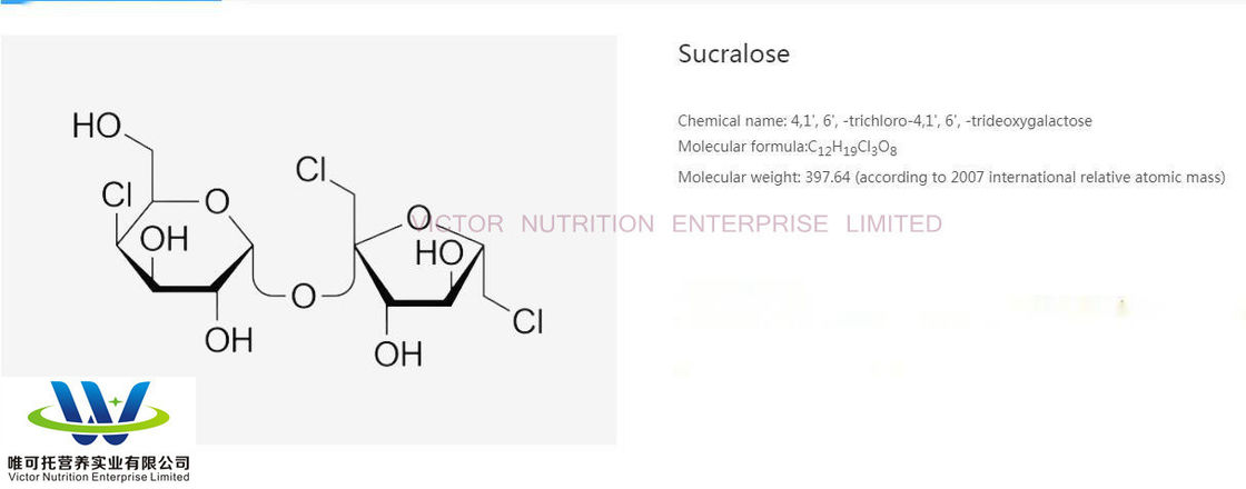 Valor nutricional Aditivo alimentario con edulcorantes de tipo sucralosa no nutritivos