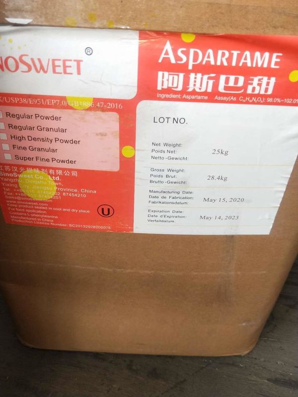 Aspartamo en polvo certificado Kosher Halal para productos farmacéuticos jarabe de azúcar FCC/USP/BP/EP